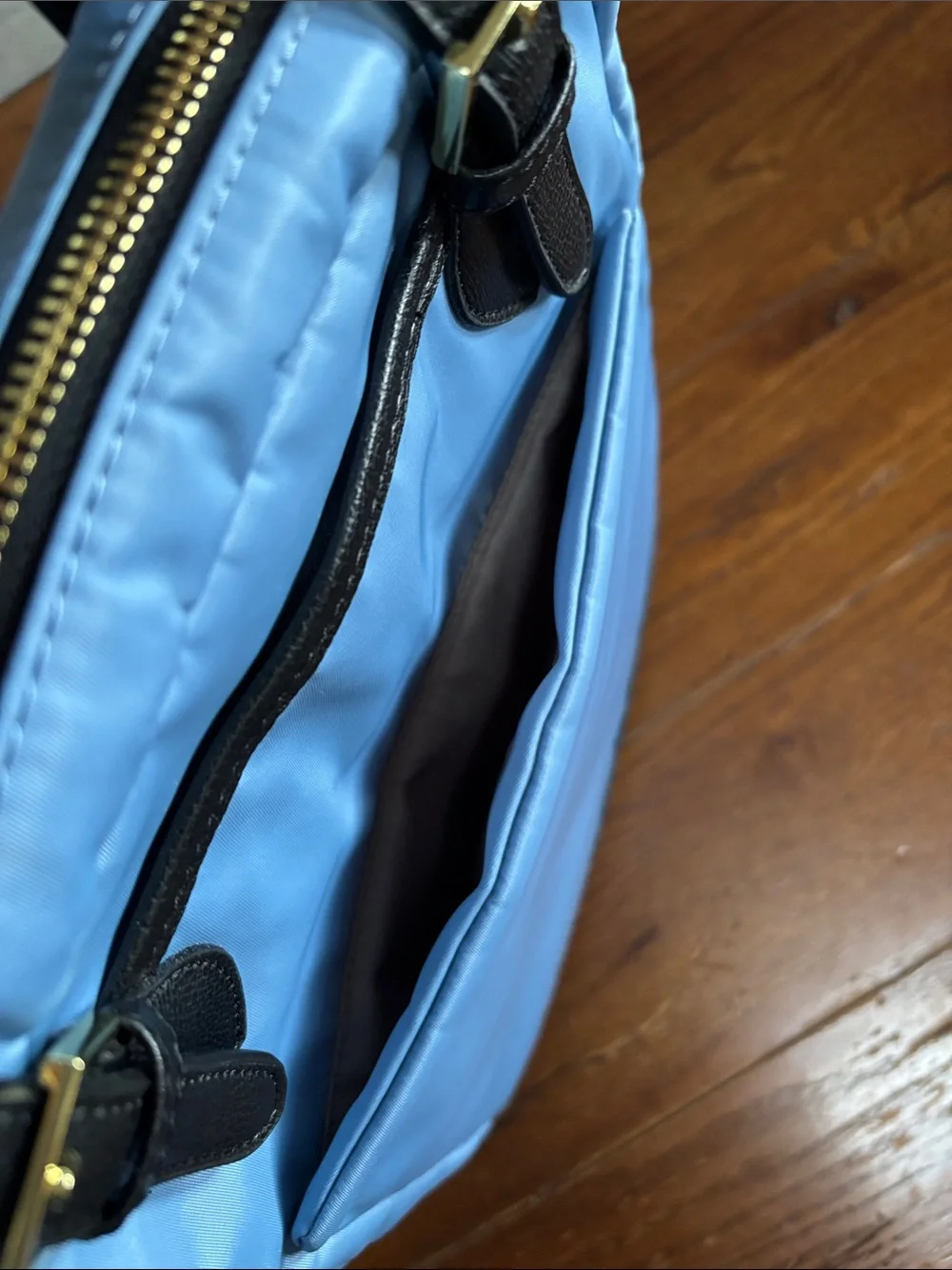 Tutilo New York Commuter Backpack Light Blue Nylon Black Travel Bag Like New